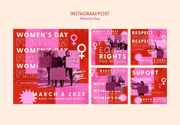 PSD grátis postagens do instagram de comemoração do dia da mulher