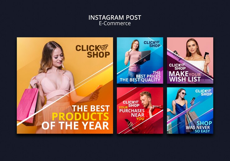 PSD grátis postagens do instagram de comércio eletrônico gradiente