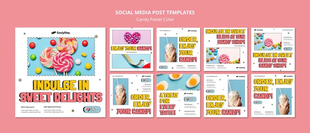 PSD grátis postagens do instagram de cores pastéis doces