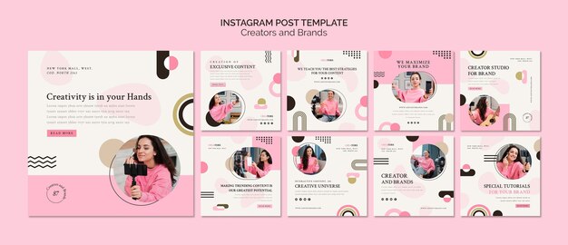 Postagens do instagram de criadores e marcas