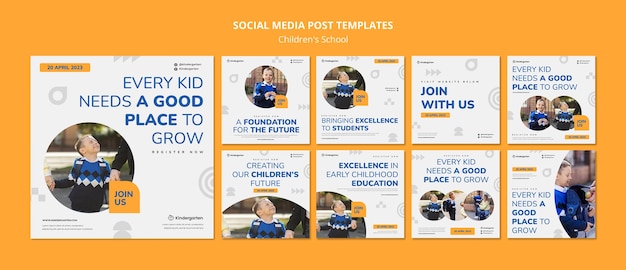 PSD grátis postagens do instagram de educação escolar infantil