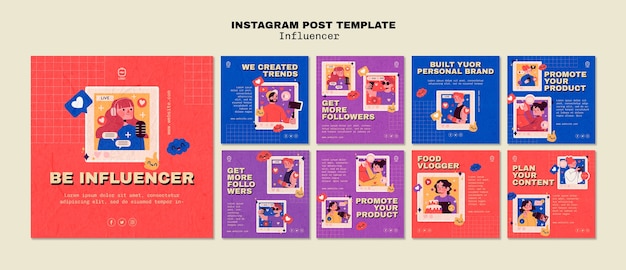 Postagens do instagram de estilo de vida de influenciadores