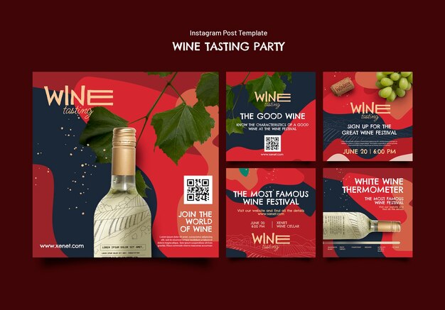 Postagens do instagram de festa de degustação de vinhos