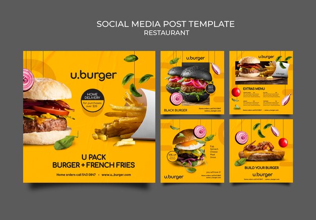 Postagens do Instagram de hamburguerias