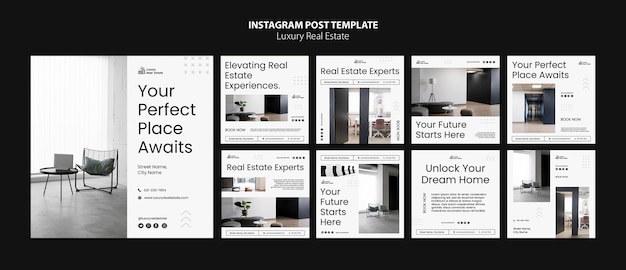 PSD grátis postagens do instagram de imóveis de luxo