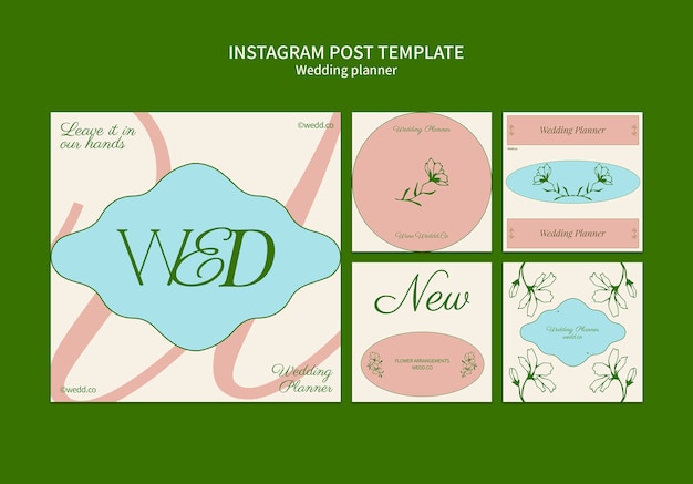 PSD grátis postagens do instagram de planejador de casamentos desenhados à mão