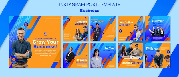 PSD grátis postagens do instagram de soluções de negócios