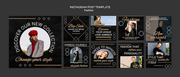 Postagens do instagram de tendências de moda de design plano