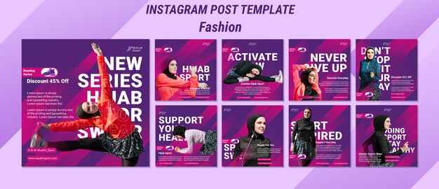 Postagens do instagram de tendências de moda gradiente