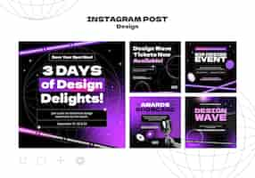 PSD grátis postagens do instagram do conceito de design gradiente