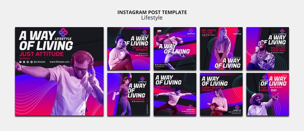 postagens do instagram do conceito de estilo de vida
