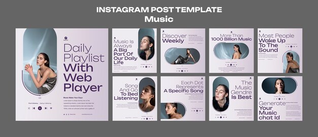 Postagens do instagram do conceito de música gradiente