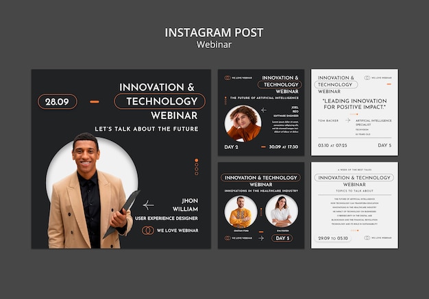 PSD grátis postagens do instagram do conceito de webinar