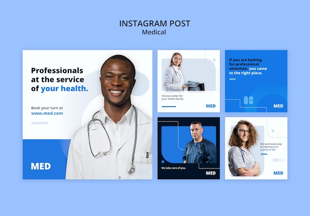 PSD grátis postagens do instagram do conceito médico