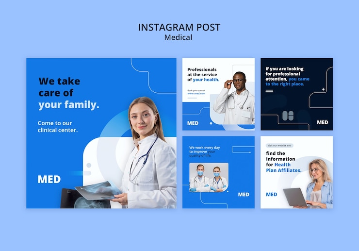 PSD grátis postagens do instagram do conceito médico