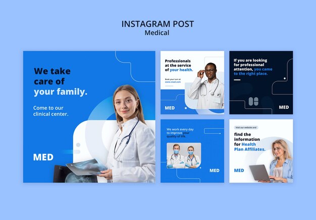 Postagens do instagram do conceito médico