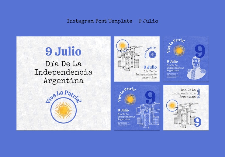 PSD grátis postagens do instagram do dia da independência da argentina