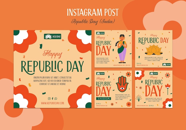 PSD grátis postagens do instagram do dia da república desenhadas à mão