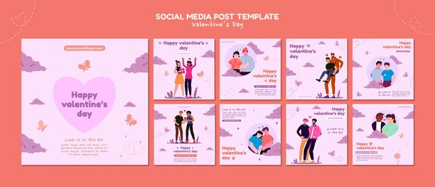 Postagens do Instagram do Dia dos Namorados ilustradas