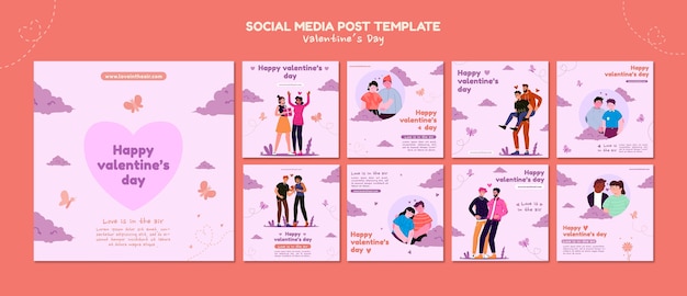 Postagens do Instagram do Dia dos Namorados ilustradas