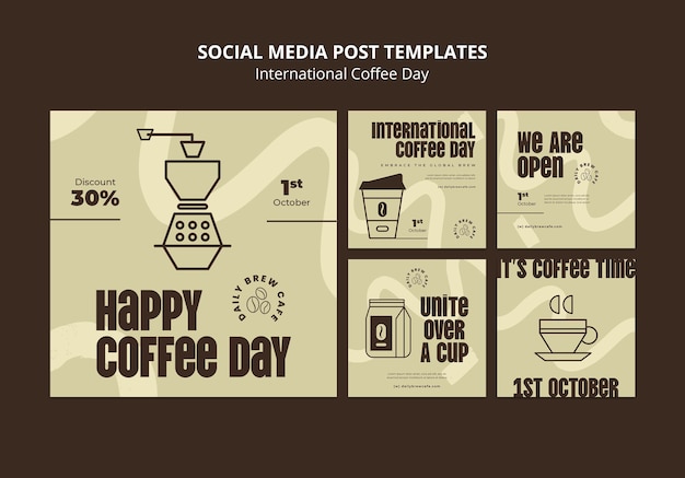 Postagens do instagram do dia internacional do café