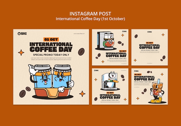 Postagens do instagram do dia internacional do café