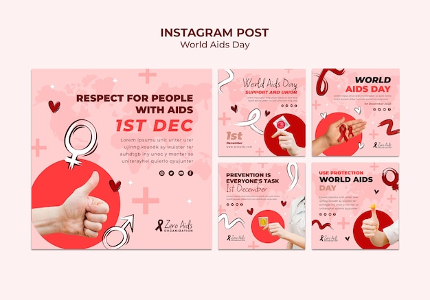 PSD grátis postagens do instagram do dia mundial da aids