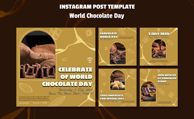 PSD grátis postagens do instagram do dia mundial do chocolate