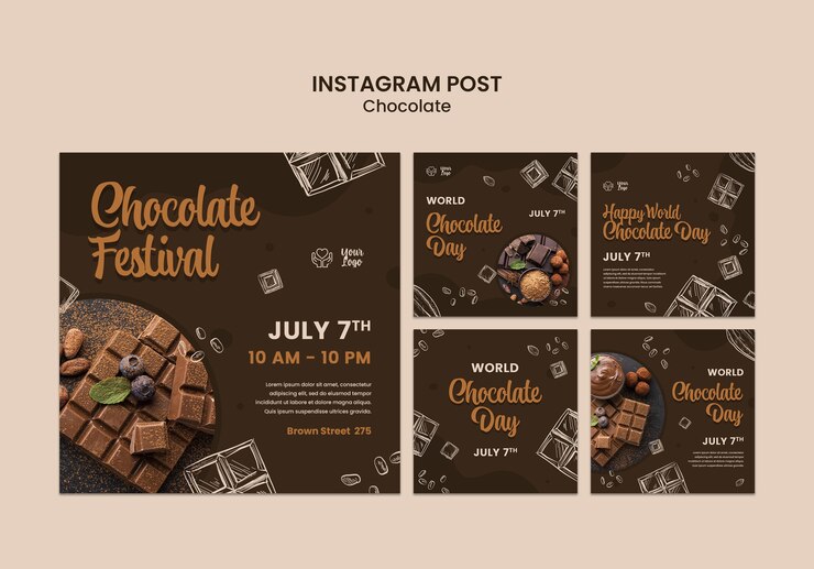 PSD grátis postagens do instagram do dia mundial do chocolate