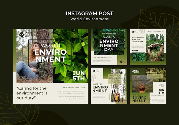 PSD grátis postagens do instagram do dia mundial do meio ambiente