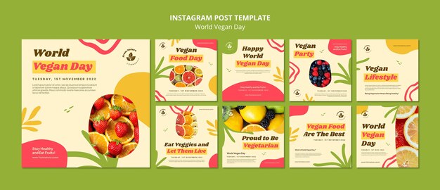 Postagens do instagram do dia mundial do vegano