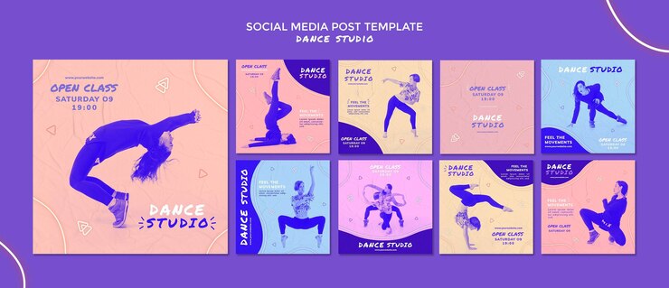 PSD grátis postagens do instagram do estúdio de dança