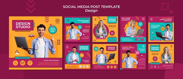 Postagens do instagram do estúdio de design