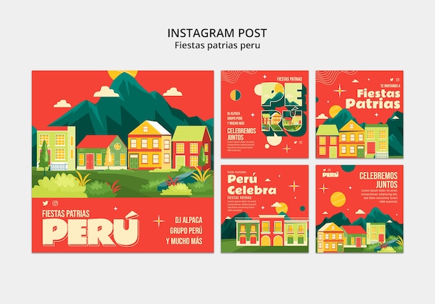 PSD grátis postagens do instagram do fiestas patrias peru