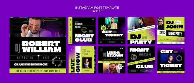 Postagens do instagram do kit de imprensa
