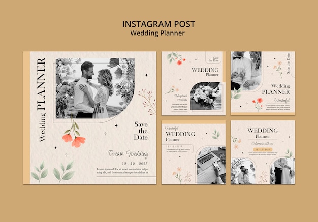 Postagens do instagram do planejador de casamento