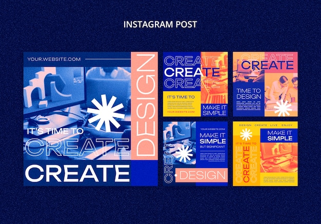 PSD grátis postagens do instagram do projeto de criatividade de design plano