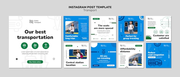 PSD grátis postagens do instagram do serviço de transporte