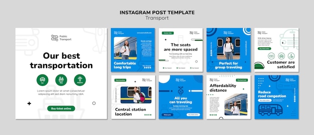 Postagens do instagram do serviço de transporte