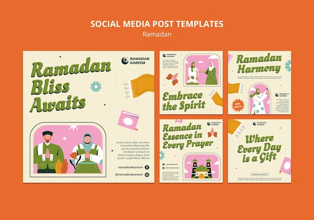 PSD grátis postagens do instagram sobre a celebração do ramadã