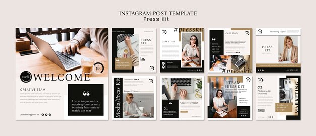 Postagens mínimas do instagram do kit de imprensa