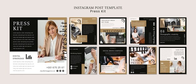 Postagens mínimas do instagram do kit de imprensa