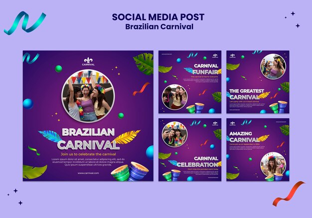 Postagens nas redes sociais do carnaval brasileiro