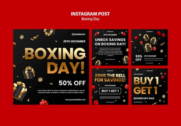 Postagens no Instagram da celebração do Boxing Day