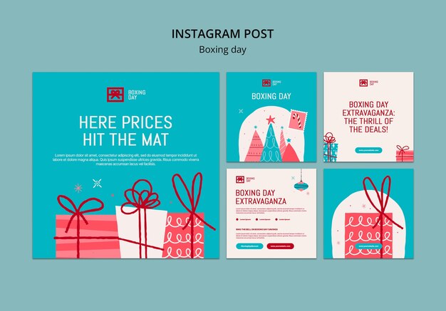 Postagens no Instagram da celebração do Boxing Day