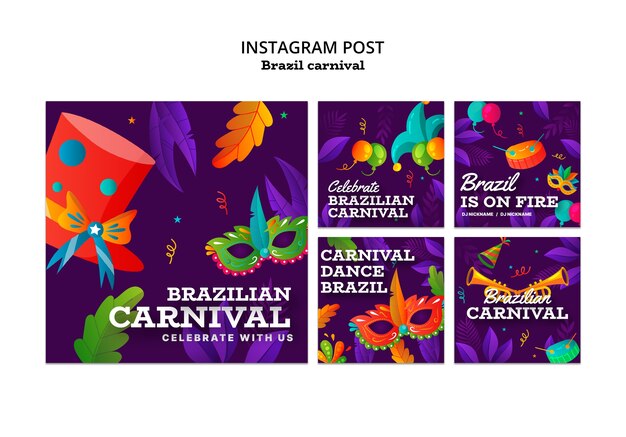Postagens no Instagram da celebração do carnaval brasileiro