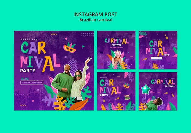 Postagens no instagram da celebração do carnaval brasileiro