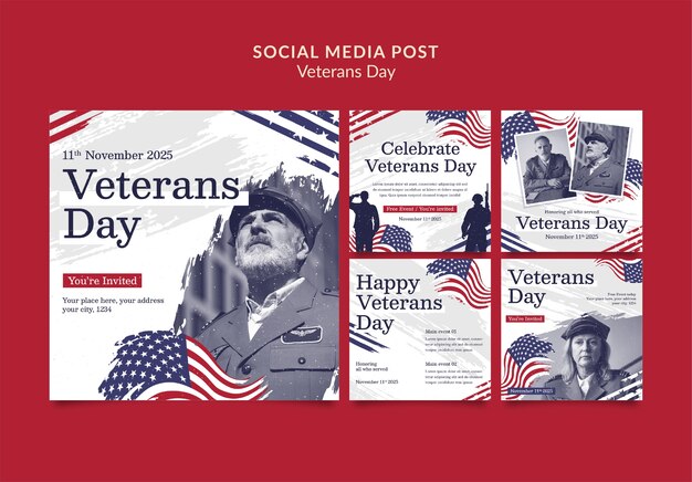 Postagens no Instagram da celebração do Dia dos Veteranos