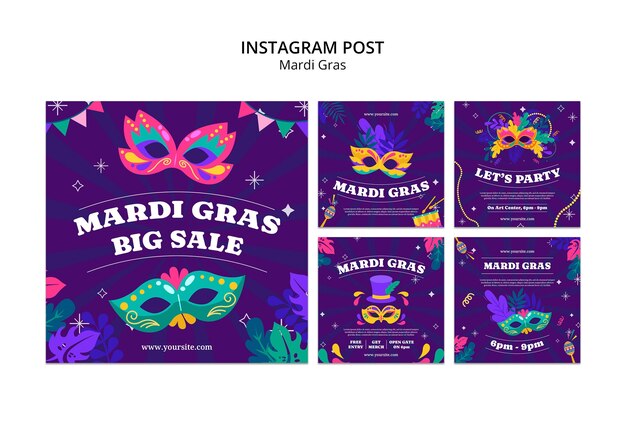 Postagens no Instagram da celebração do Mardi Gras