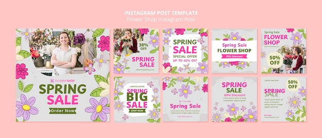 PSD grátis postagens no instagram da temporada de primavera